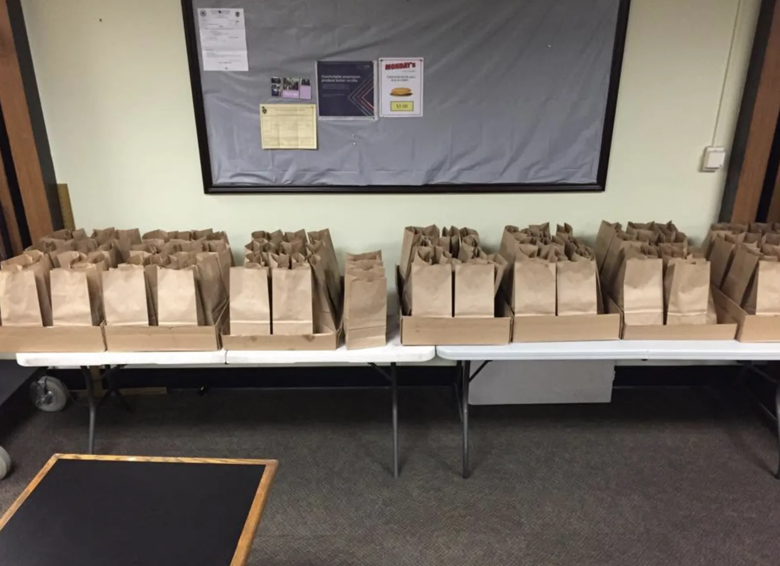 Bagged lunches, ready for pickup
