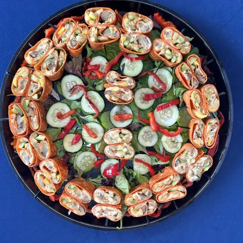 Grilled vegetable and hummus pin-wheels
